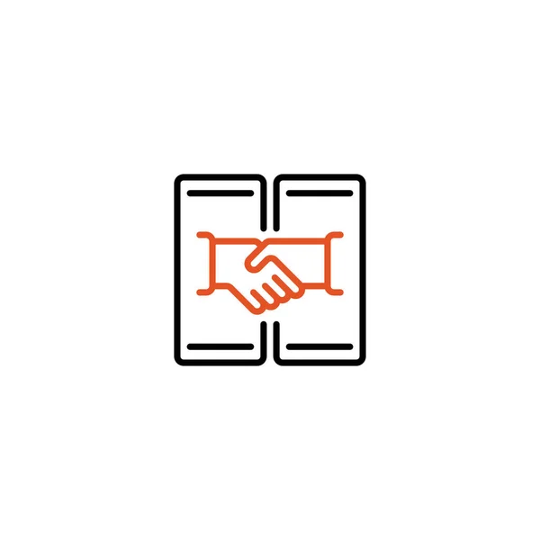 Deal Online Handshake Outline Icono Logo Ilustración — Archivo Imágenes Vectoriales