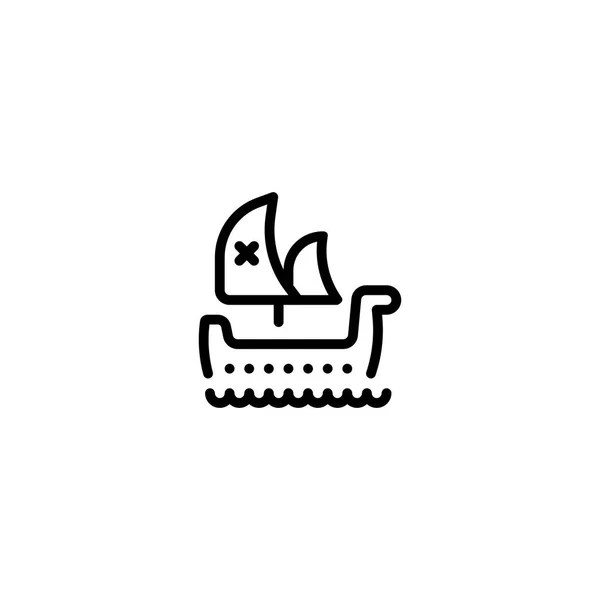 Pirate Pirates Sailing Ship Outline Icon Logo Illustration — Stock Vector