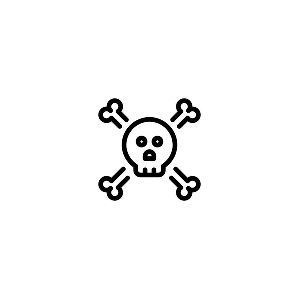 Bones Pirate Skull Outline Icon Logo Illustration — Stock Vector