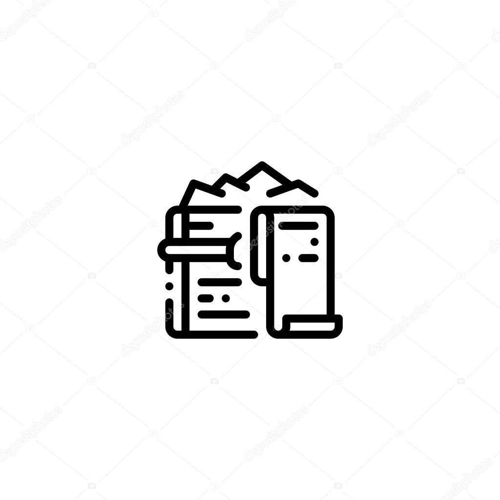 Treasure Chest Gold Map Box outline style icon and illustration