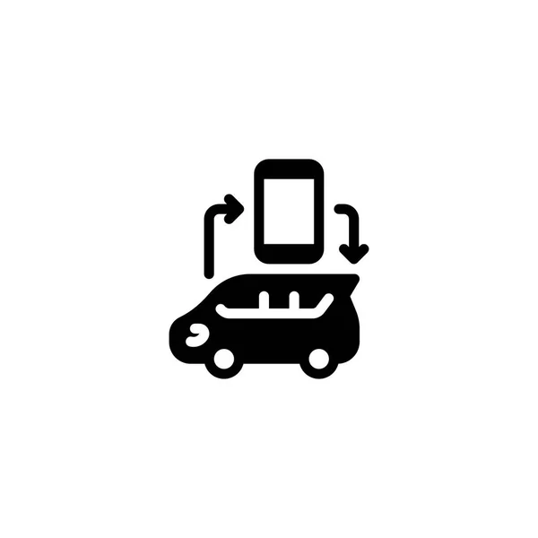 Car Connect Smartphone Glyph Icon Logo Illustration — Wektor stockowy