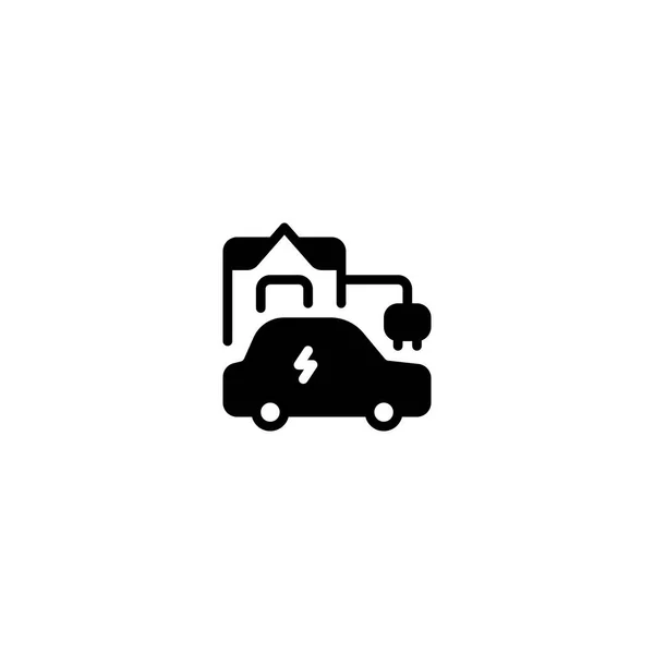 Set Charging Electric Car Solid Icon Logo Illustration — Wektor stockowy