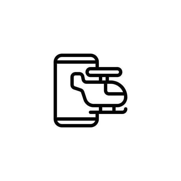 Helicopter App Smartphone Outline Icon Logo Illustration — Wektor stockowy