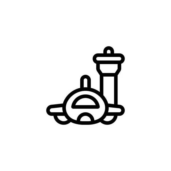 Airport Aviation Command Flight Observation Tower Traffic Outline Icon Logo — 스톡 벡터