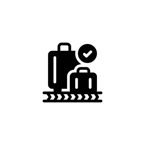Check Baggage Approved Glyph Solid Icon Logo Illustration — стоковый вектор