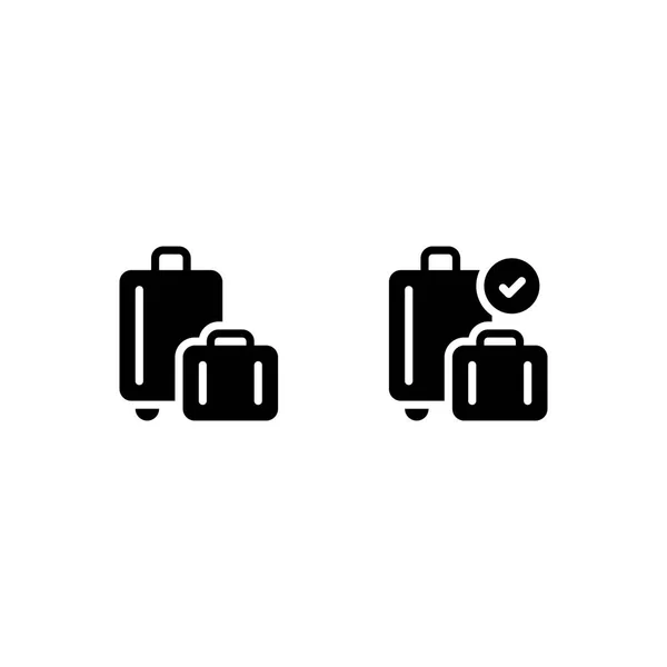 Approved Baggage Luggage Suitcase Checked Check Outline Icon Logo Illustration — Vetor de Stock