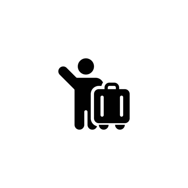 Tourist Arrival Airport People Glyph Solid Icon Logo Illustration — стоковый вектор