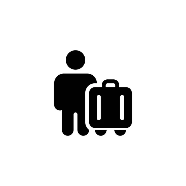 Tourist Arrival Airport Glyph Solid Icon Logo Illustration — стоковый вектор