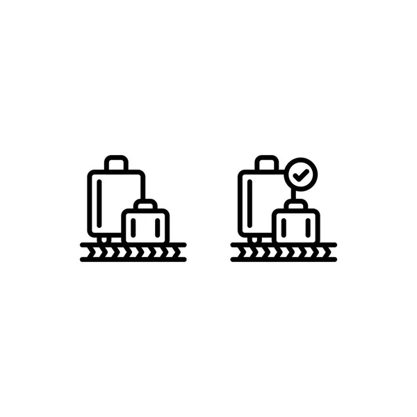 Approved Baggage Luggage Suitcase Checked Check Outline Icon Logo Illustration — стоковый вектор