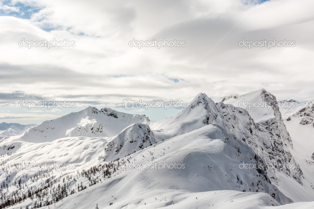 Snow covered mountain ridge