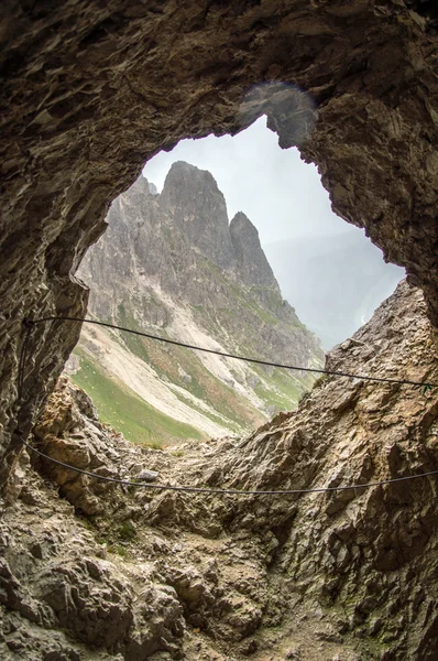 Window carved in the mountain wall — Stock Photo, Image