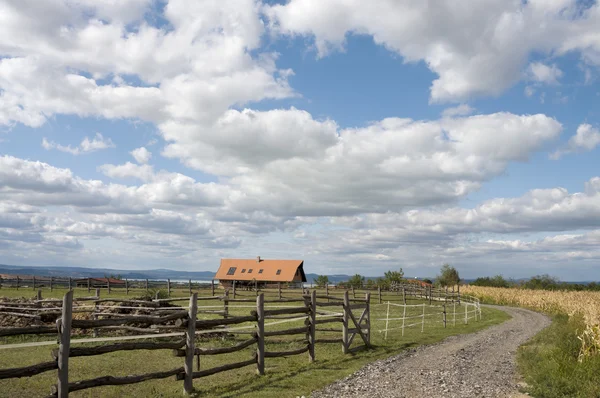 Дом в поле — стоковое фото