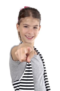 Stüdyo çekim üzerinde işaret eden kız