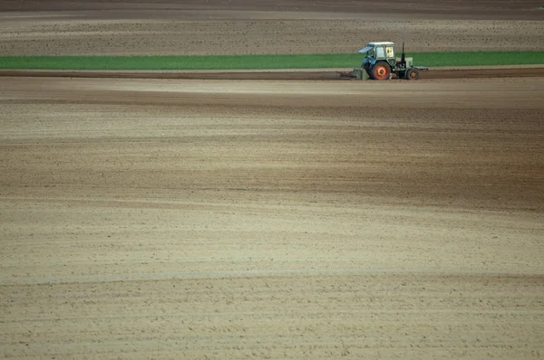 Tractor de siembra en la distancia — Foto de Stock