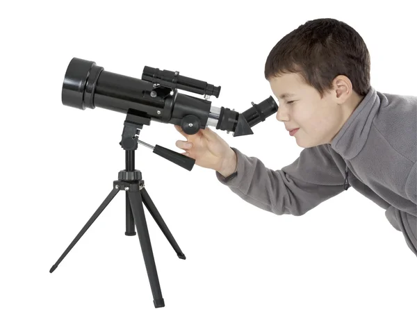 astronomi teleskop ile genç adam