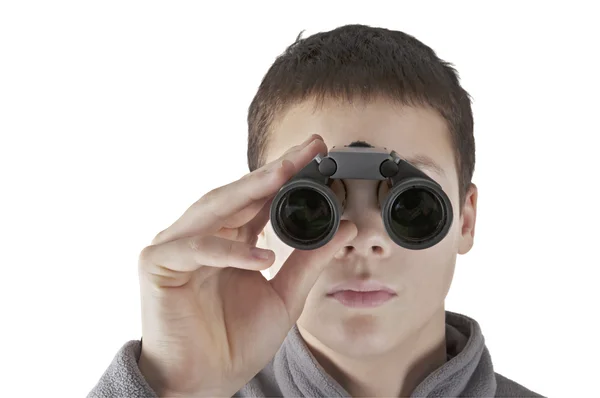 Jeune homme avec binoculaire — Photo
