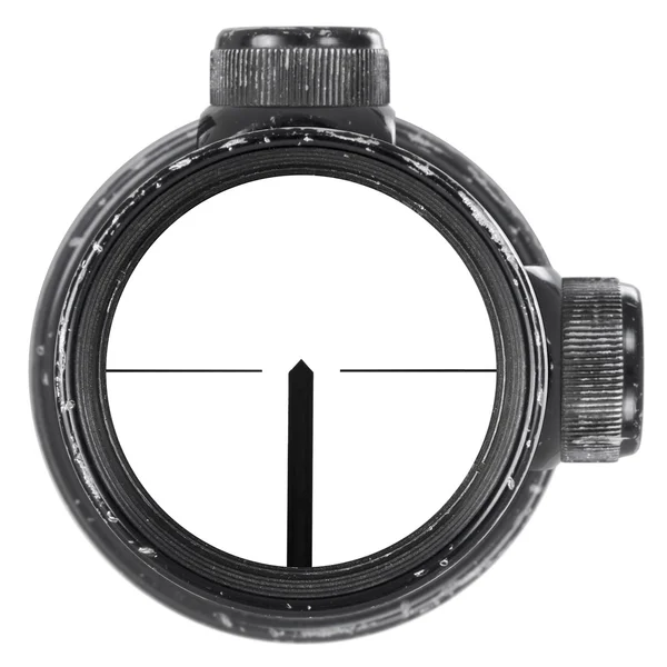 Looking through used rifle scope with German reticle, three clipping paths — Stock Photo, Image