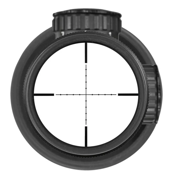 Looking through new rifle scope with Mil-Dot reticle, three clipping paths — Stock Photo, Image