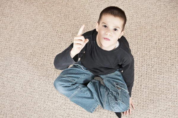 Boy threatening top view — Stock Photo, Image