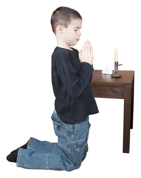 Praying boy with clipping path — Stock Photo, Image