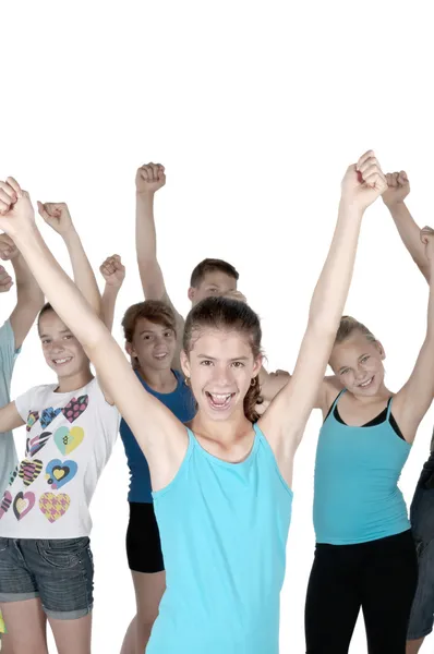 Cheering teens with isolated background — Stock Photo, Image