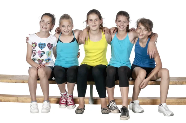 Athlete female teens sitting — Stock Photo, Image