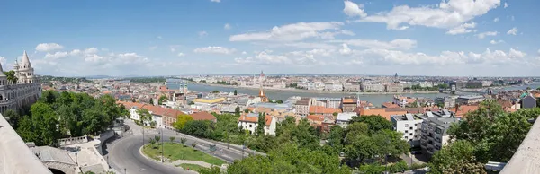 Balıkçı Kalesi Nden Tuna Nehri Budapeşte Macaristan 180 Panoramik Manzara — Stok fotoğraf