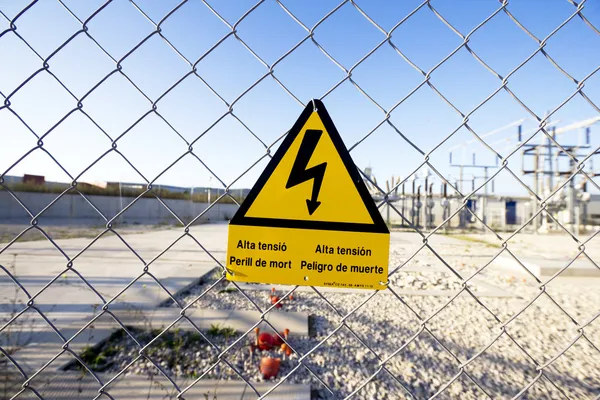 Danger signal electrocuted - power plant — Stock Photo, Image