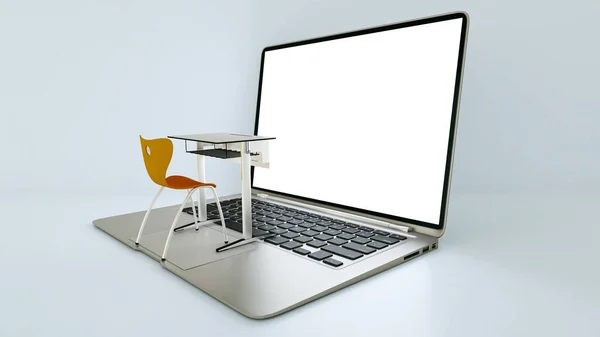 Digitaal Klasconcept Voor Online Onderwijs Modern Klaslokaal Bureau Het Laptops — Stockfoto