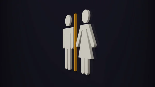 トイレの男性と女性のトイレ標識 現代的な背景トイレのコンセプト3Dレンダリング — ストック写真