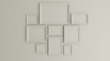 Yatay ve dikey kolaj fotoğrafı veya resim sanatı, kenar çerçeve gerçekçi üç boyutlu vintage duvarda