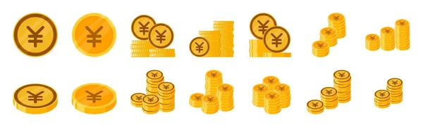 日本Yen Coin Icon Set — 图库矢量图片