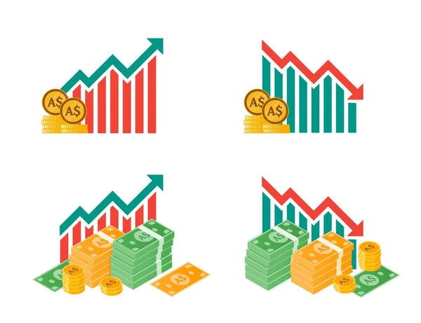 Australský Dolar Money Fluctuation Illustrations — Stockový vektor