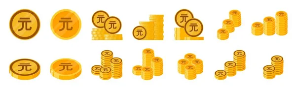 Nová Sada Ikon Dolarové Mince Tchaj Wanu — Stockový vektor