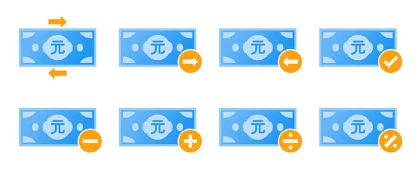 New Taiwan Dollar Money Transaction Icon Set — Stockový vektor