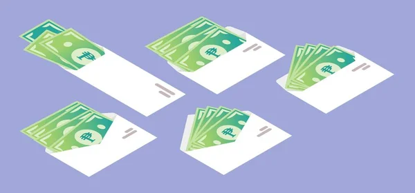 Filippijns Peso Geld Envelop Isometrische Icon — Stockvector