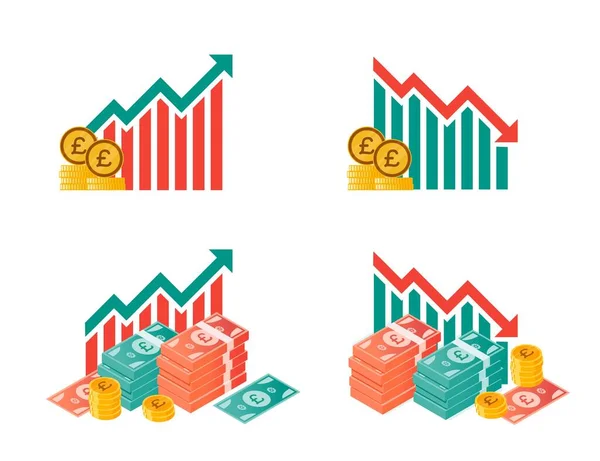 Pound Sterling Money Fluctuation Illustrations —  Vetores de Stock