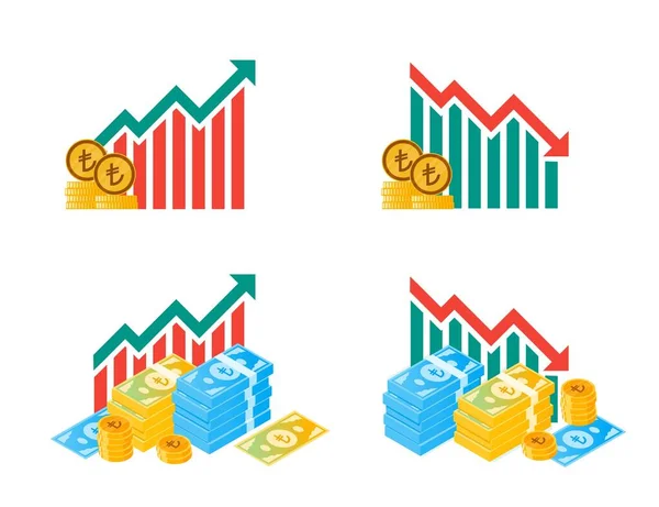 Turecká Lira Money Fluctuation Illustrations — Stockový vektor