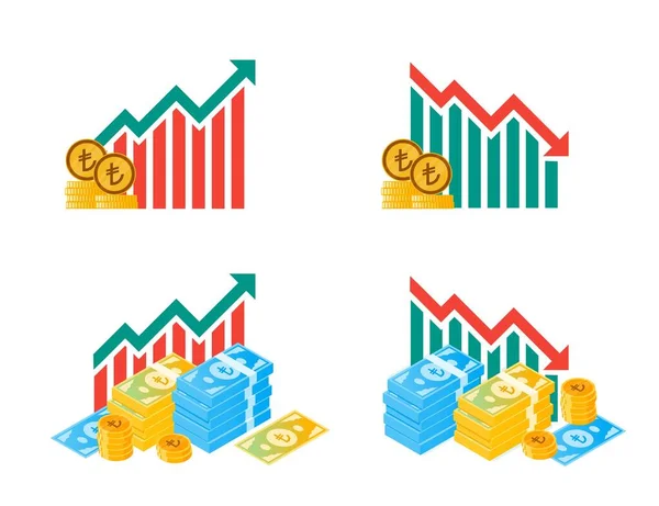 Lira Turca Dinheiro Flutuação Ilustrações — Vetor de Stock