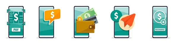 Online Mobile Banking Telefono — Vettoriale Stock