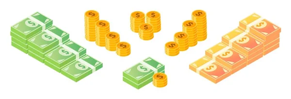 Dollar Money Coin Bundle Set - Stok Vektor