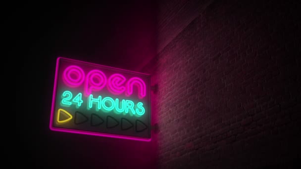 Neon su un muro di mattoni . — Video Stock