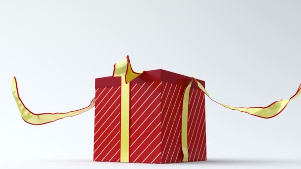 Red gift box with gold ribbon opening
