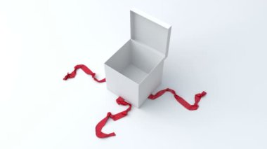 Beyaz hediye kutu kırmızı kurdele açılış ile