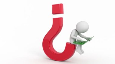 soru işareti ve beyaz çizgi film karakteri