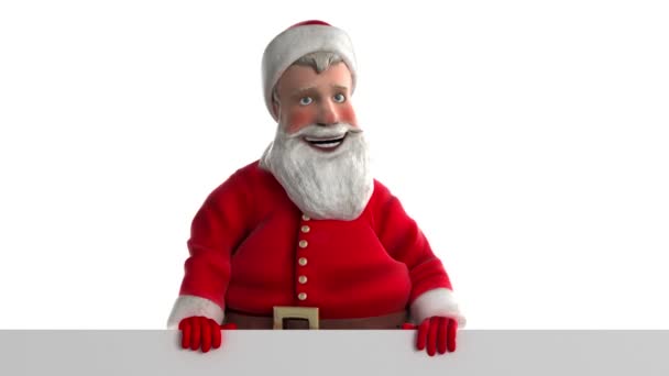 Santa claus kijkt van achter. — Stockvideo