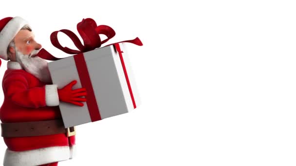 Babbo Natale che trasporta una confezione regalo — Video Stock