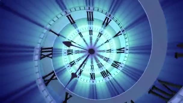Цикл спиральных часов Цикл анимации — стоковое видео