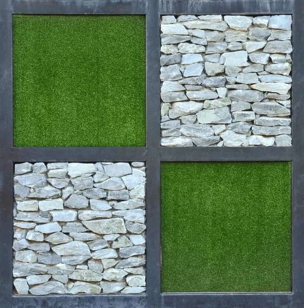 Fondo de pared de hierba y piedra — Foto de Stock