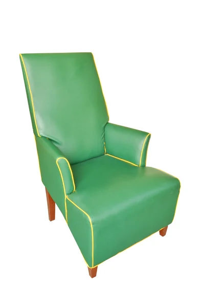 Fotel skórzany zielony na białym tle — Zdjęcie stockowe